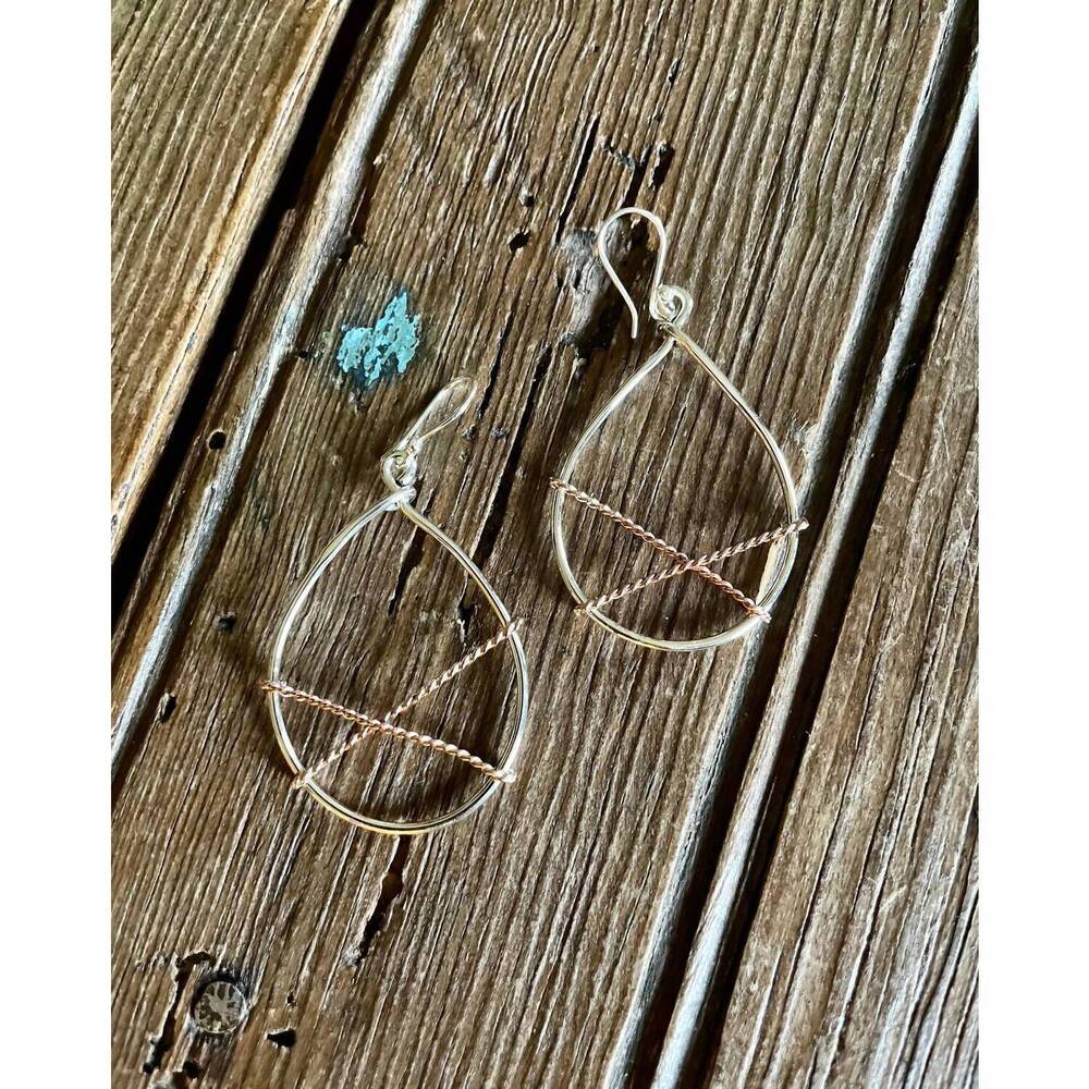 NEW BOHO SOL teardrop earrings in silver and copper